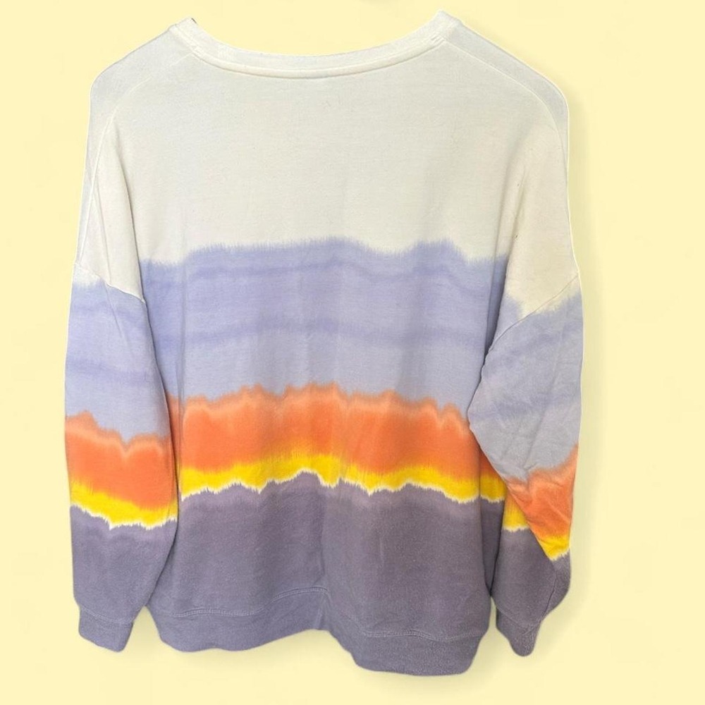 Athleta Coaster Luxury Tie Dye Crewneck Sunset Stripe Soft Fleece Pullover - Picture 2 of 5